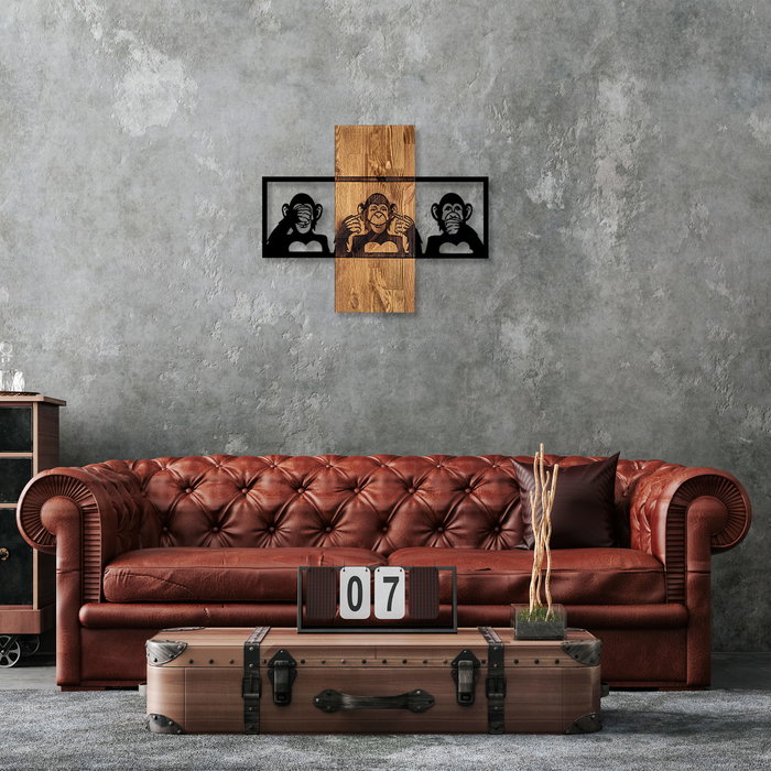 Wallity MA-300 Accesorio Decorativo de Pared de Madera y Metal Nogal y Negro Wallity MA-300 Accesorio Decorativo de Pared de Madera y Metal Nogal y Negro